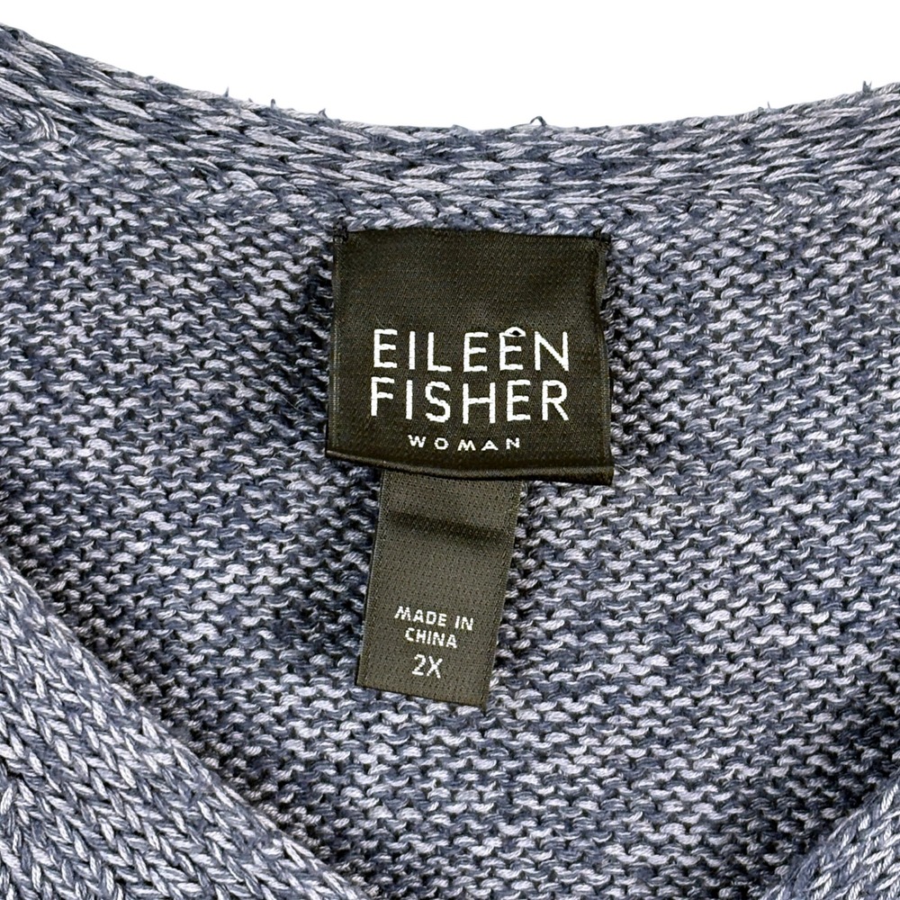 Eileen Fisher Long Sleeve Silk/Cotton Sweater Top 2X Blue Lagenlook Coastal - Picture 5 of 11